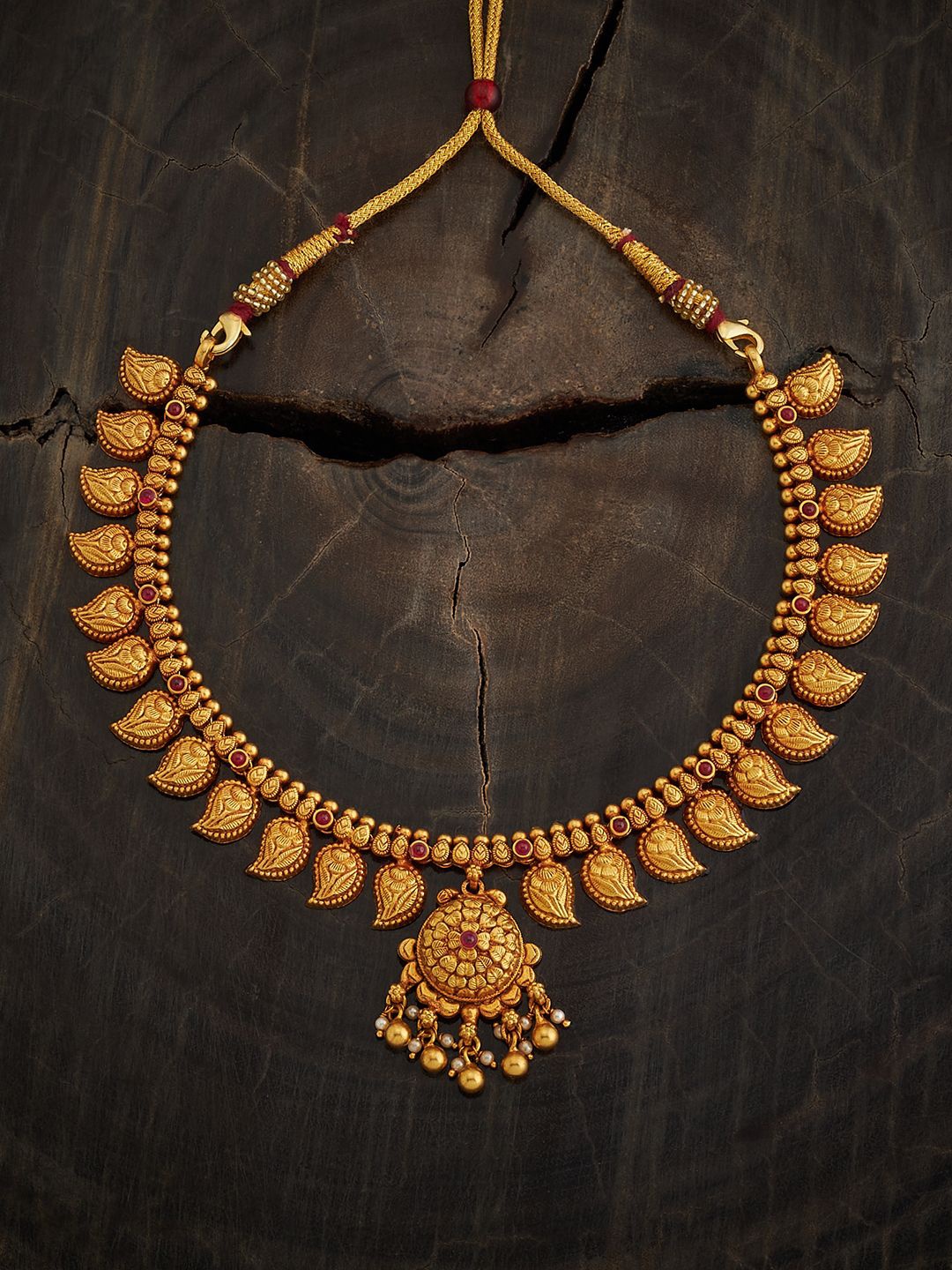 

Kushal's Fashion Jewellery Women Silver Gold-Plated Temple Necklace