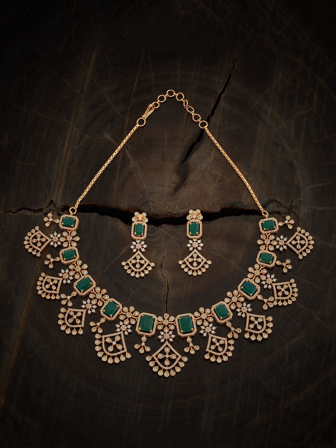 

Kushal's Fashion Jewellery Women Gold Plated CZ Studded Jewellery Set