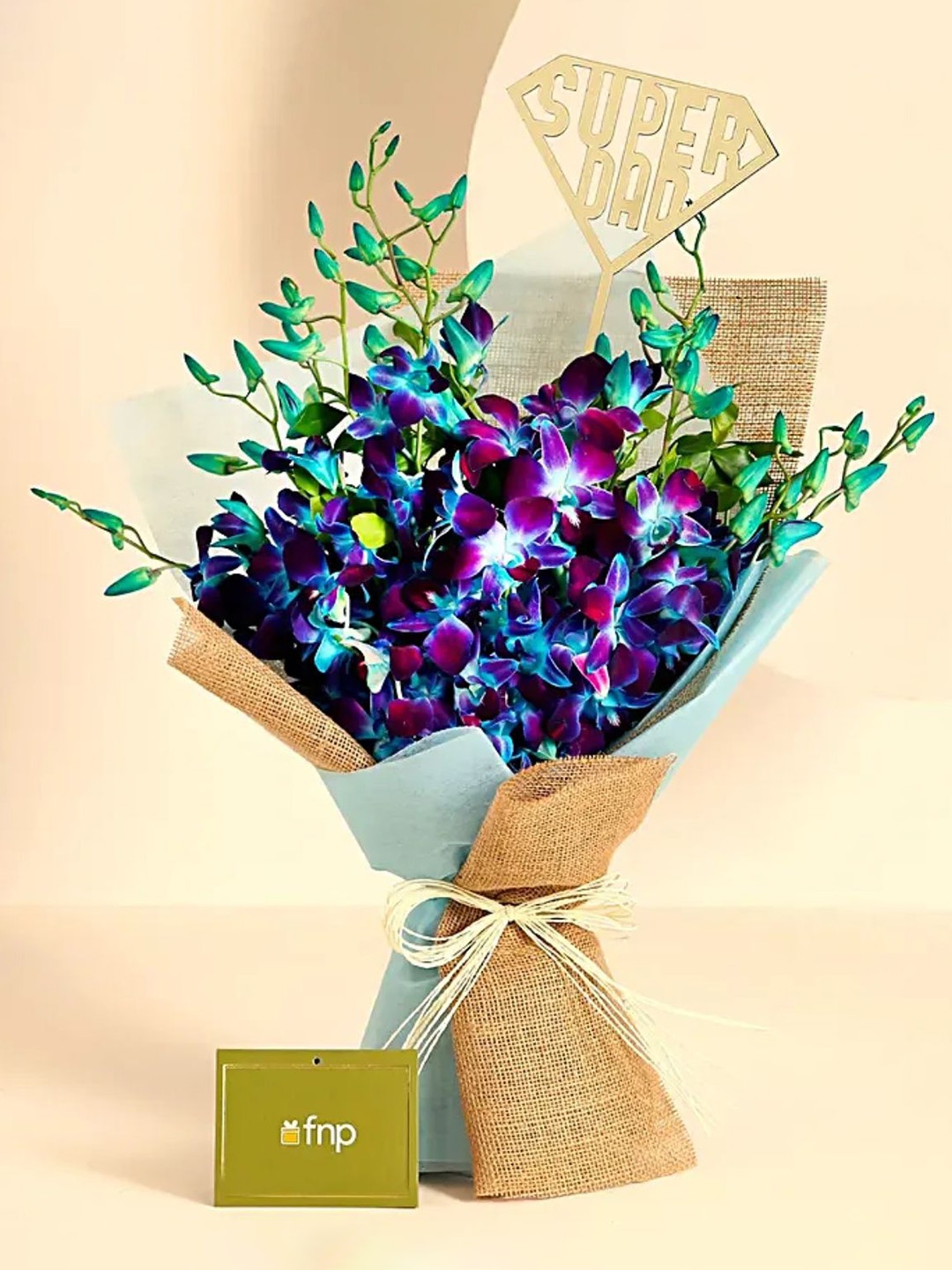 

fnp 7-Purple Orchids Fresh Flowers Bouquet, Blue