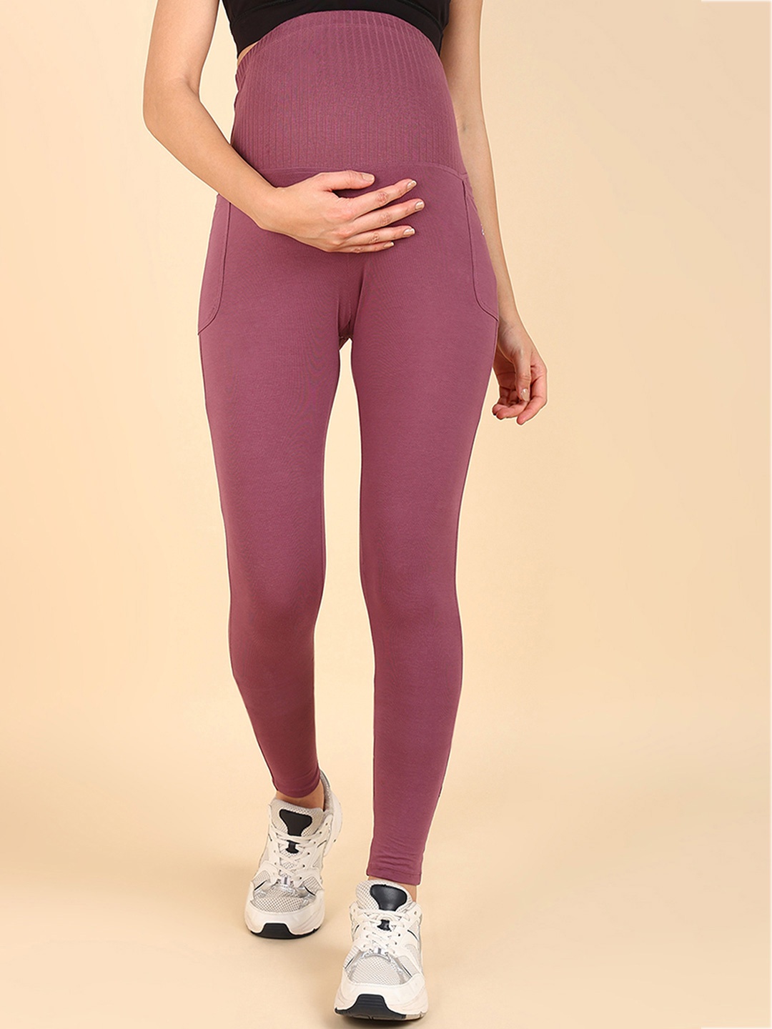 

House Of Zelena Women Ankle Length Maternity Tights, Rose gold