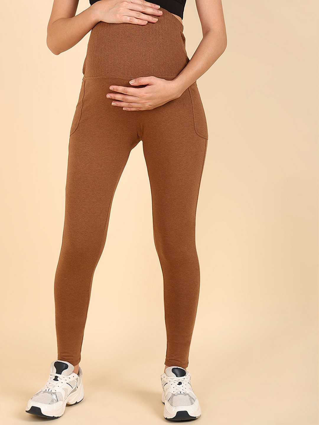 

House Of Zelena Women Pregnancy & Postpartum Ankle-Length Maternity Tights, Brown