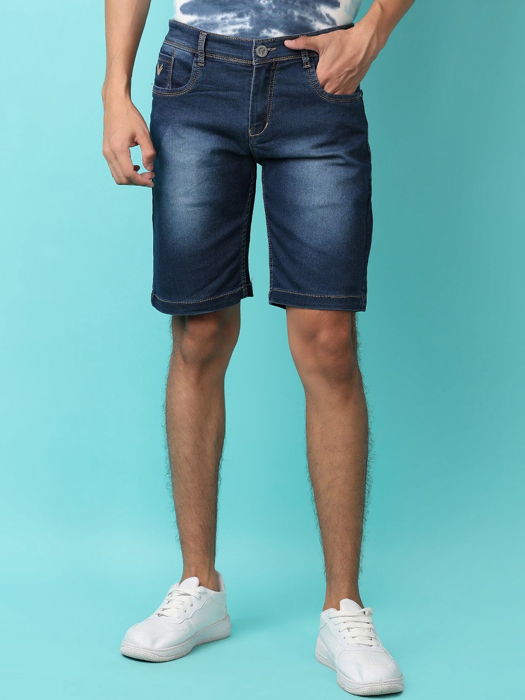 

V-Mart Men Washed Denim Denim Shorts, Blue