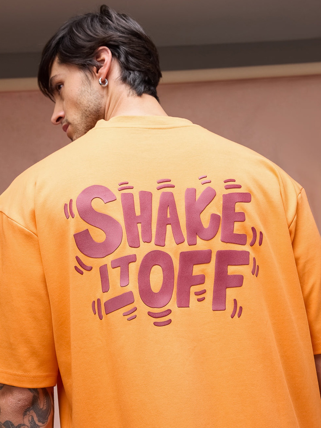 

FREAKINS Men Typography Printed Round Neck T-shirt, Orange