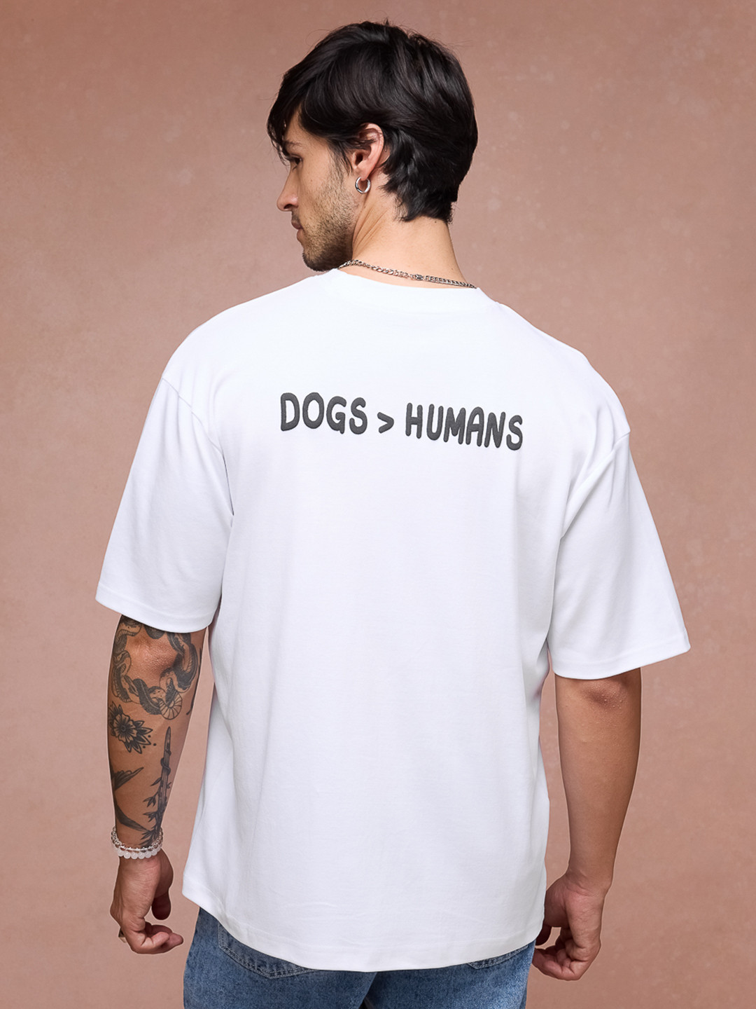 

FREAKINS Men Graphic Printed Round Neck Oversized T-shirt, White