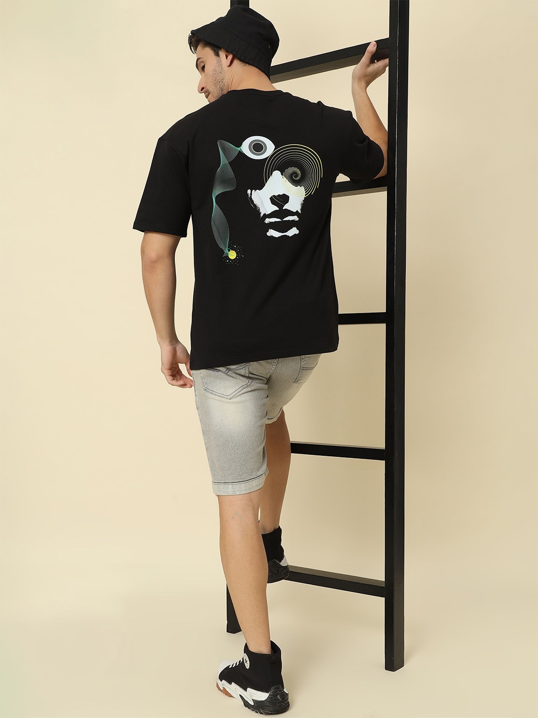 

PockMAN Men Bio Finish Graphic Printed Cotton T-shirt, Black