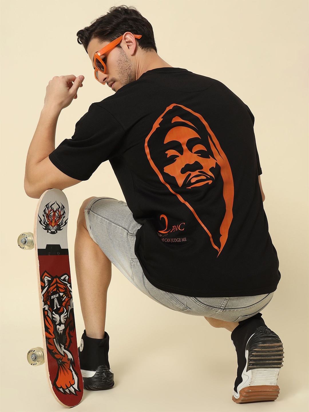 

PockMAN Men Graphic Printed Cotton Bio Finish T-shirt, Black