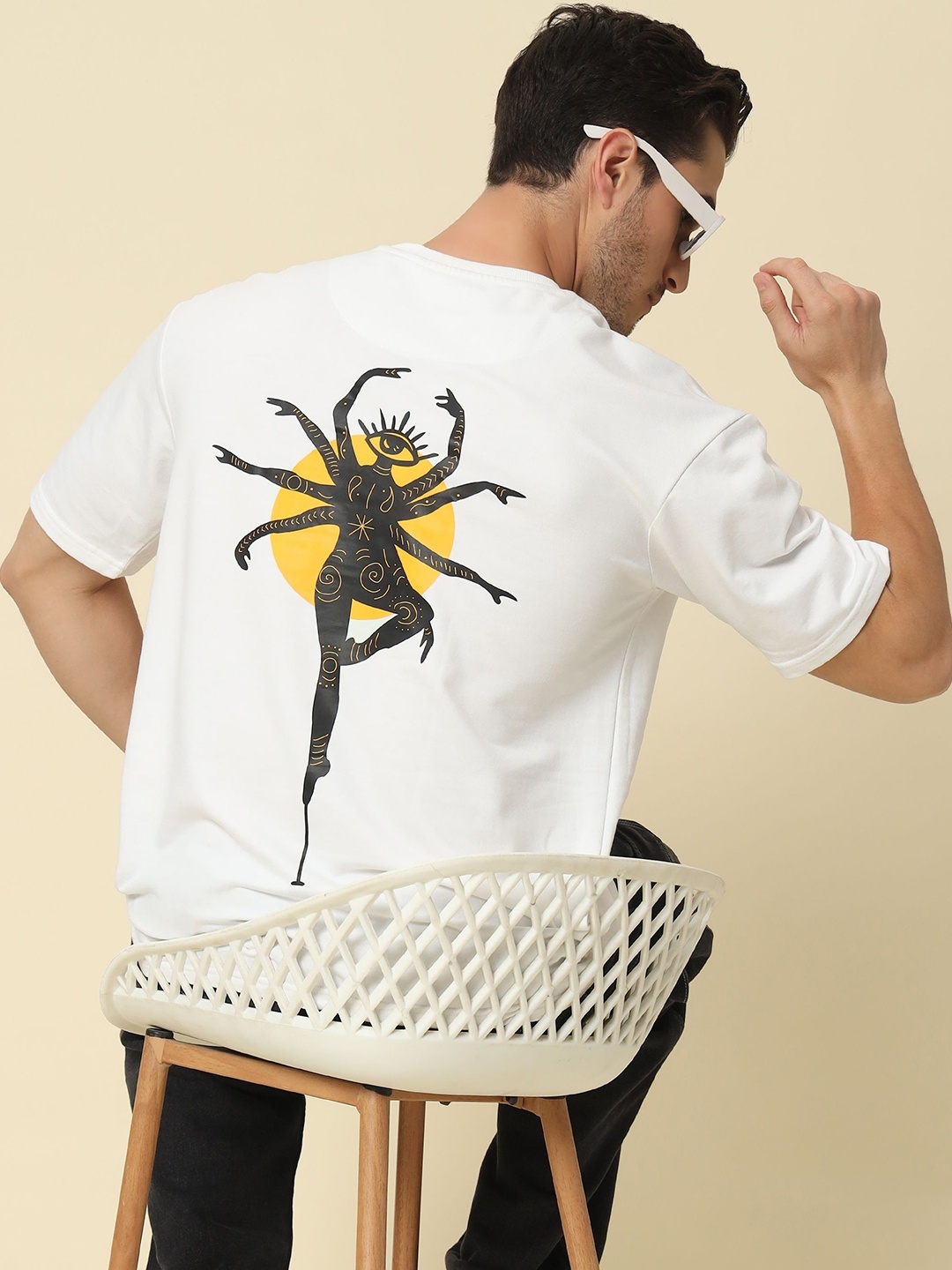 

PockMAN Men Graphic Printed Cotton Bio Finish T-shirt, White