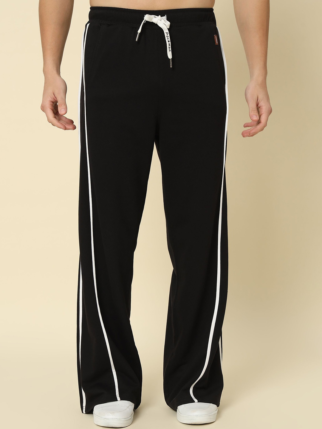 

PockMAN Men Mid Rise Relaxed Fit Track Pants, Black