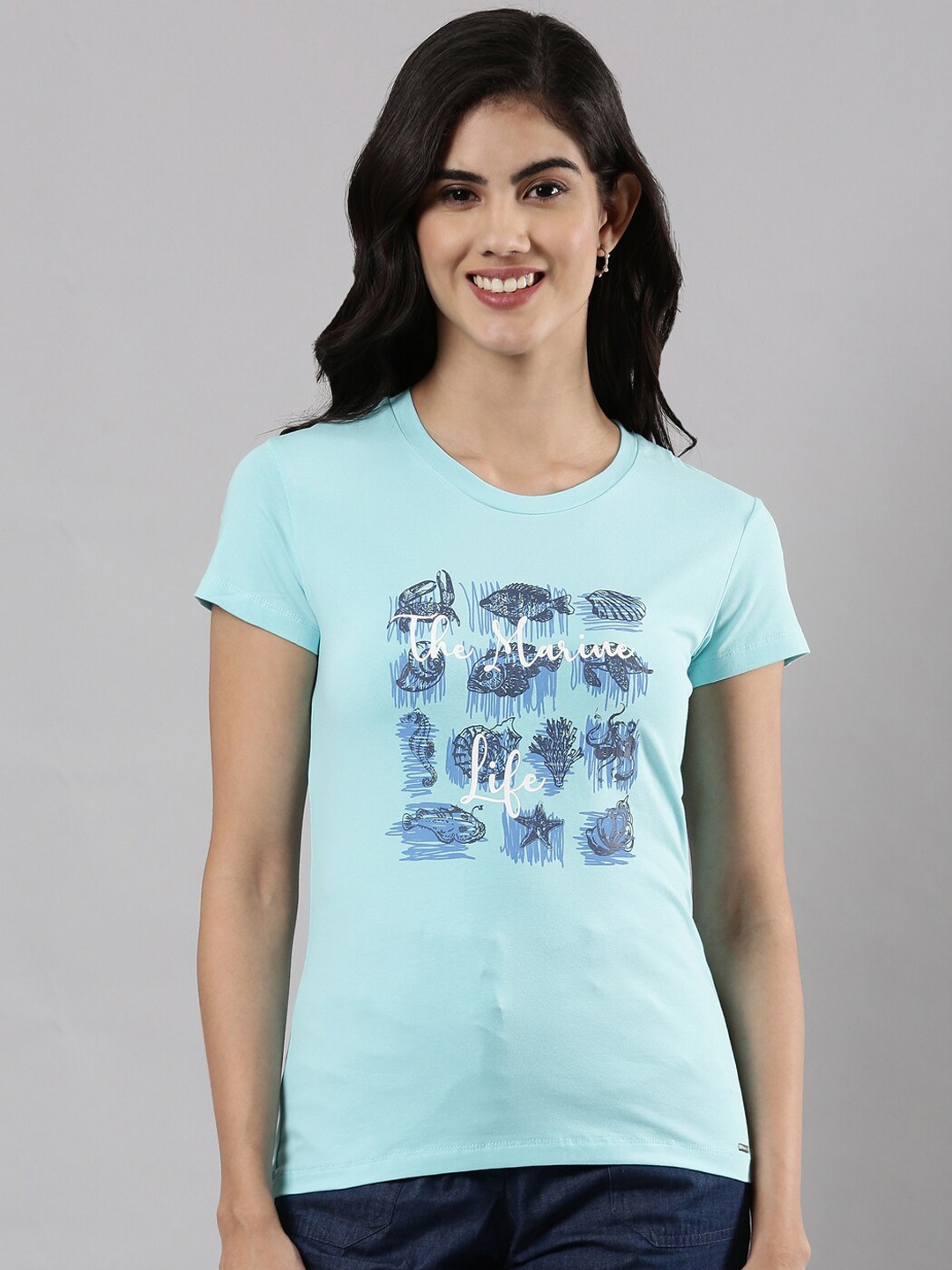 

Femmora Nautical Printed Round Neck T-shirt, Blue