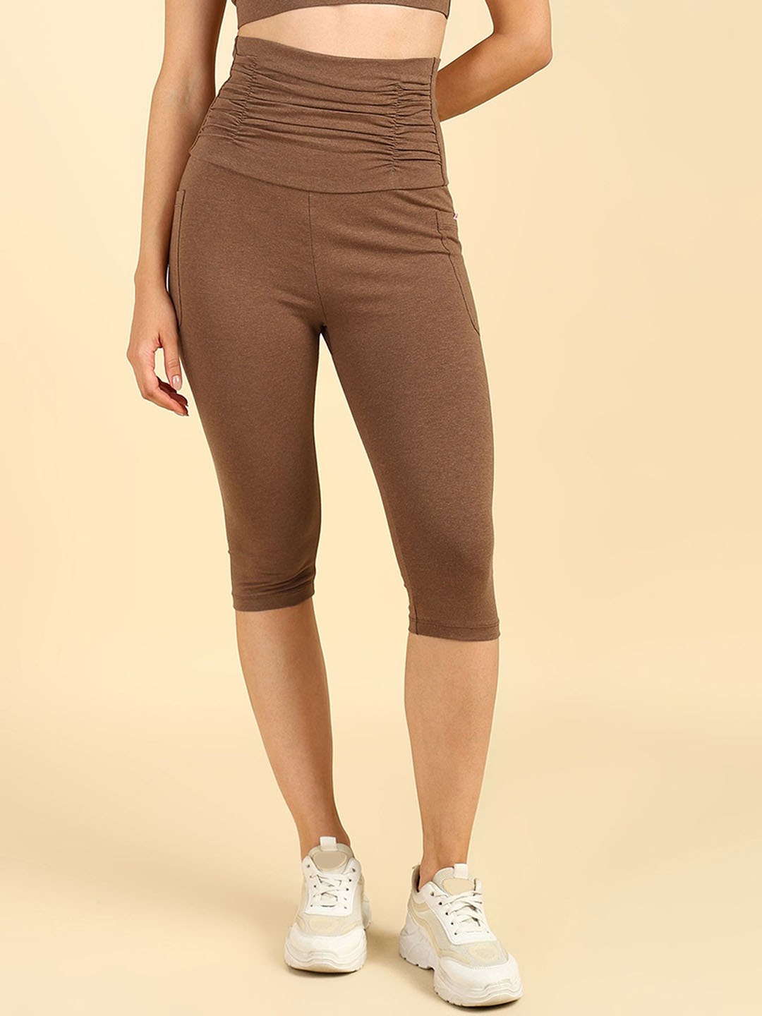 

House Of Zelena Women Pregnancy & Postpartum Three Fourth-Length Maternity Tights, Brown