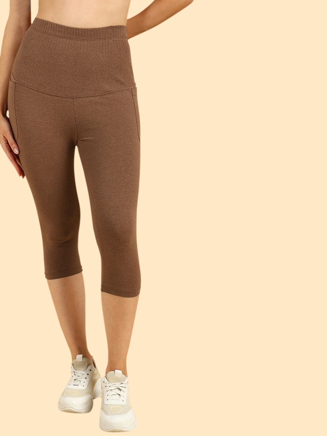 

House Of Zelena High-Waisted Maternity Tights, Brown