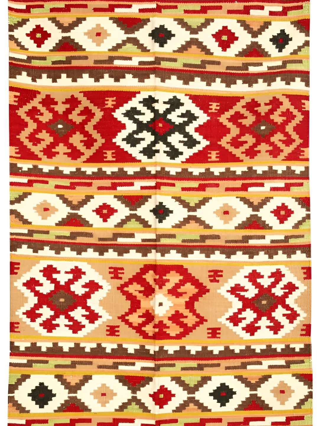 

Exotic India Multicolor Woven Kilim Motifs Handloom Dhurrie, Red