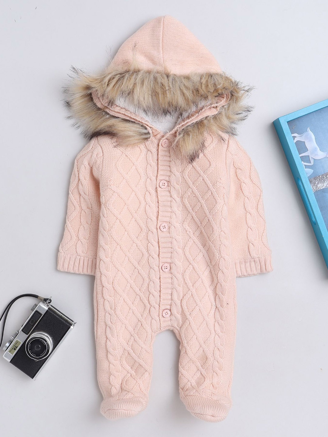 

Yellow Apple Infants Self-Design Sleepsuits, Peach