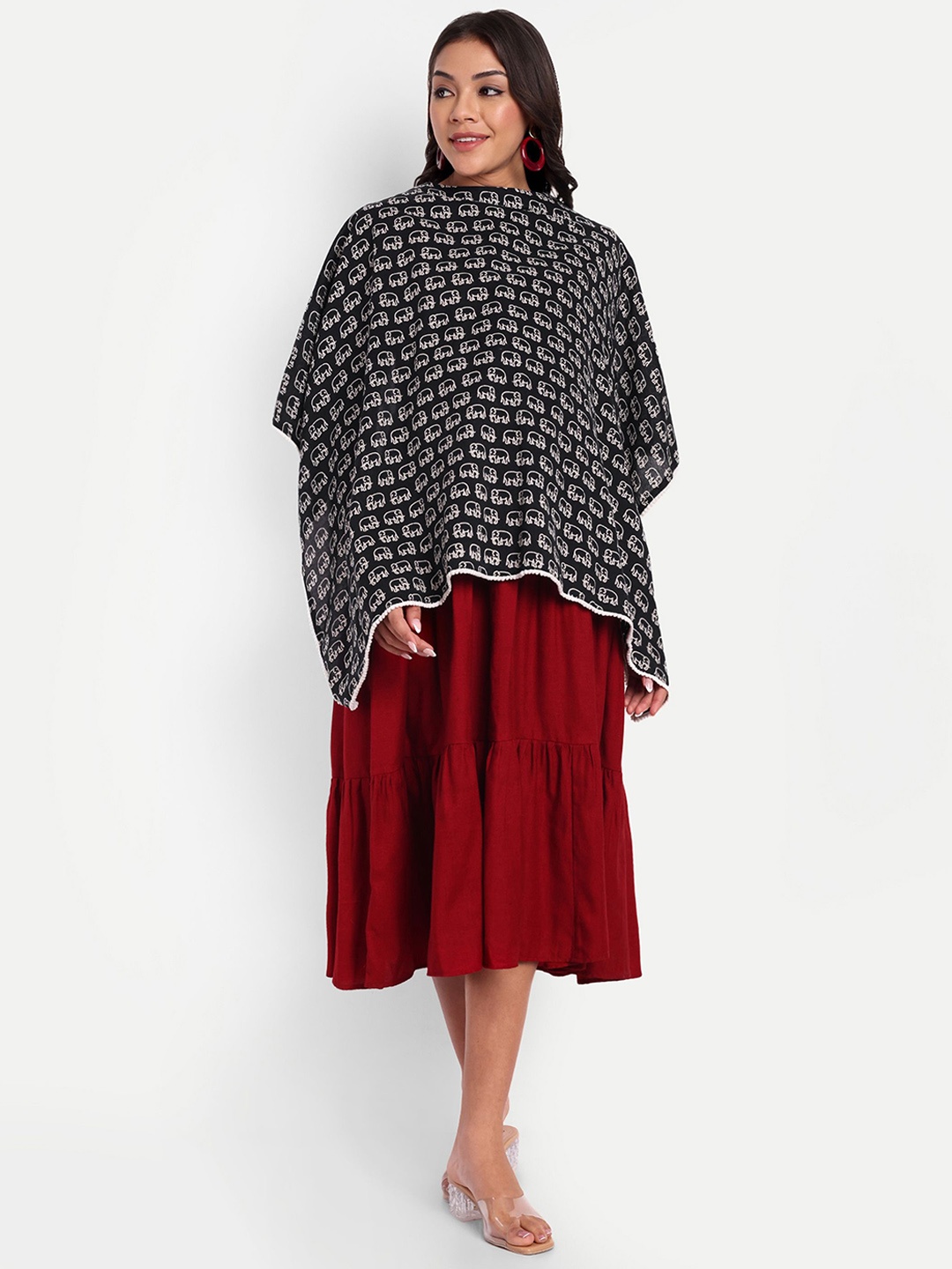 

THOTTIL Printed Cotton Breathable Nursing Cover, Black