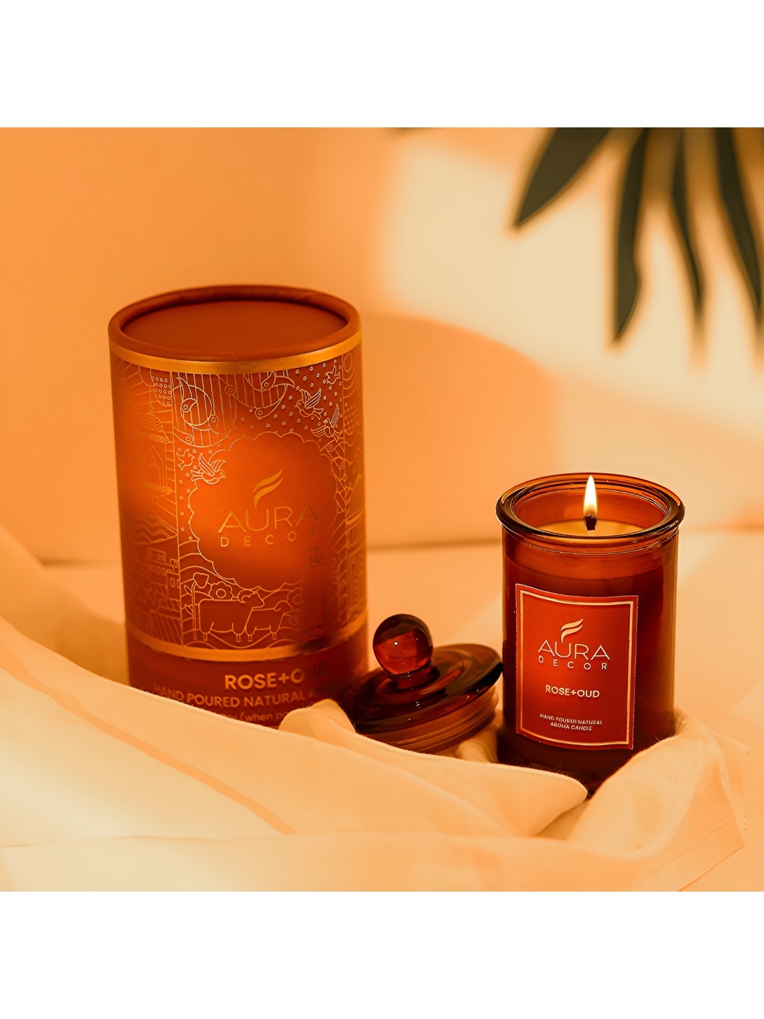 AuraDecor Brown Scented Tomb Lid Jar Candle