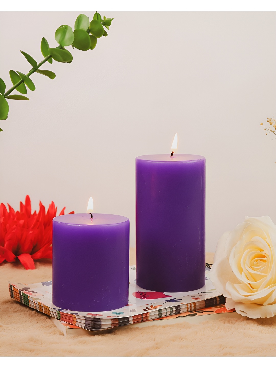 

AuraDecor Purple Set of 2 Scented Pillar Candle