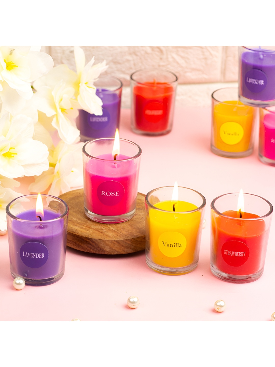 

AuraDecor Red & Yellow Set Of 12 Scented Votive Glass Candle