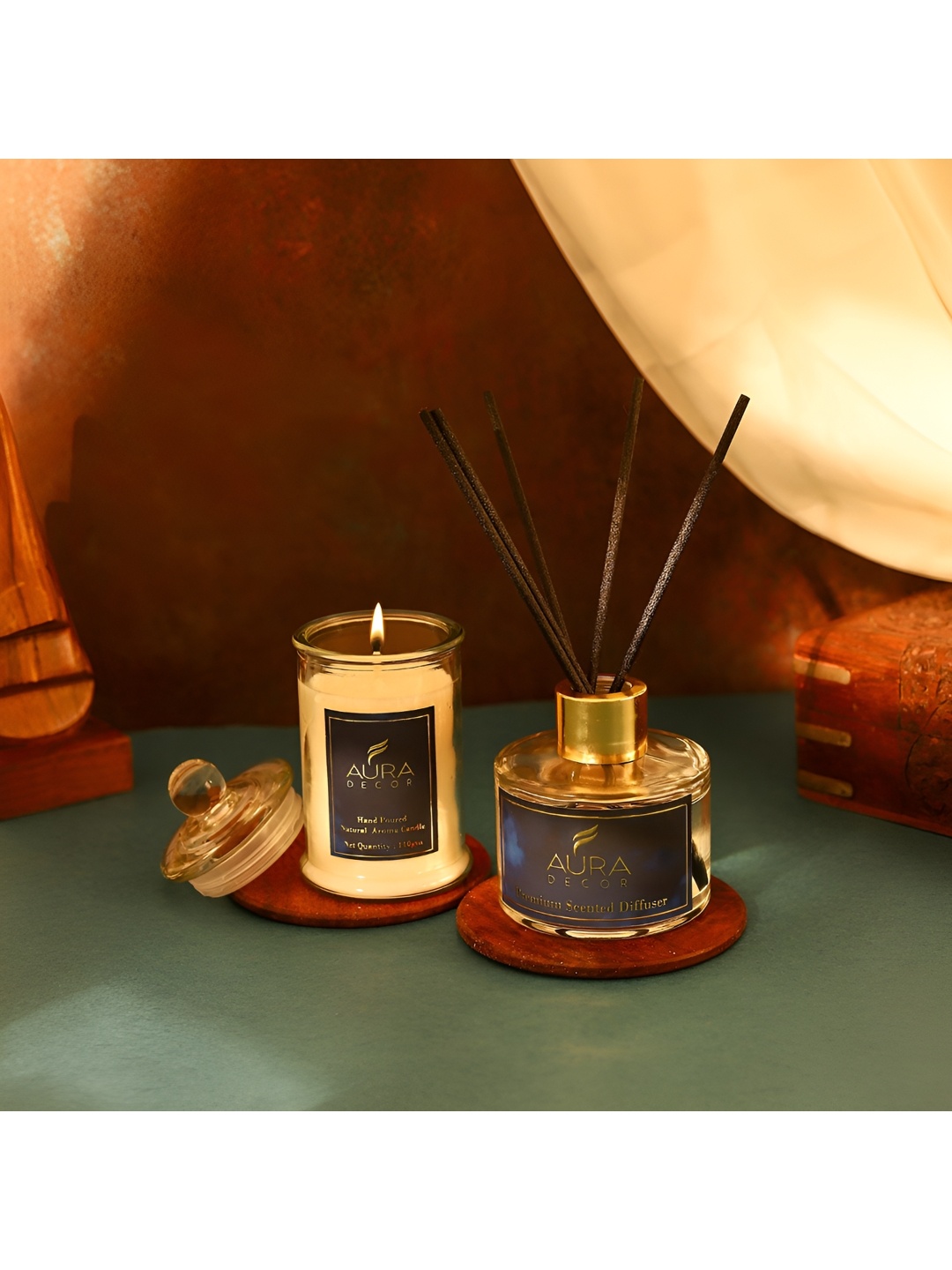 

AuraDecor Reed Diffuser & Candle Gift Set, Blue