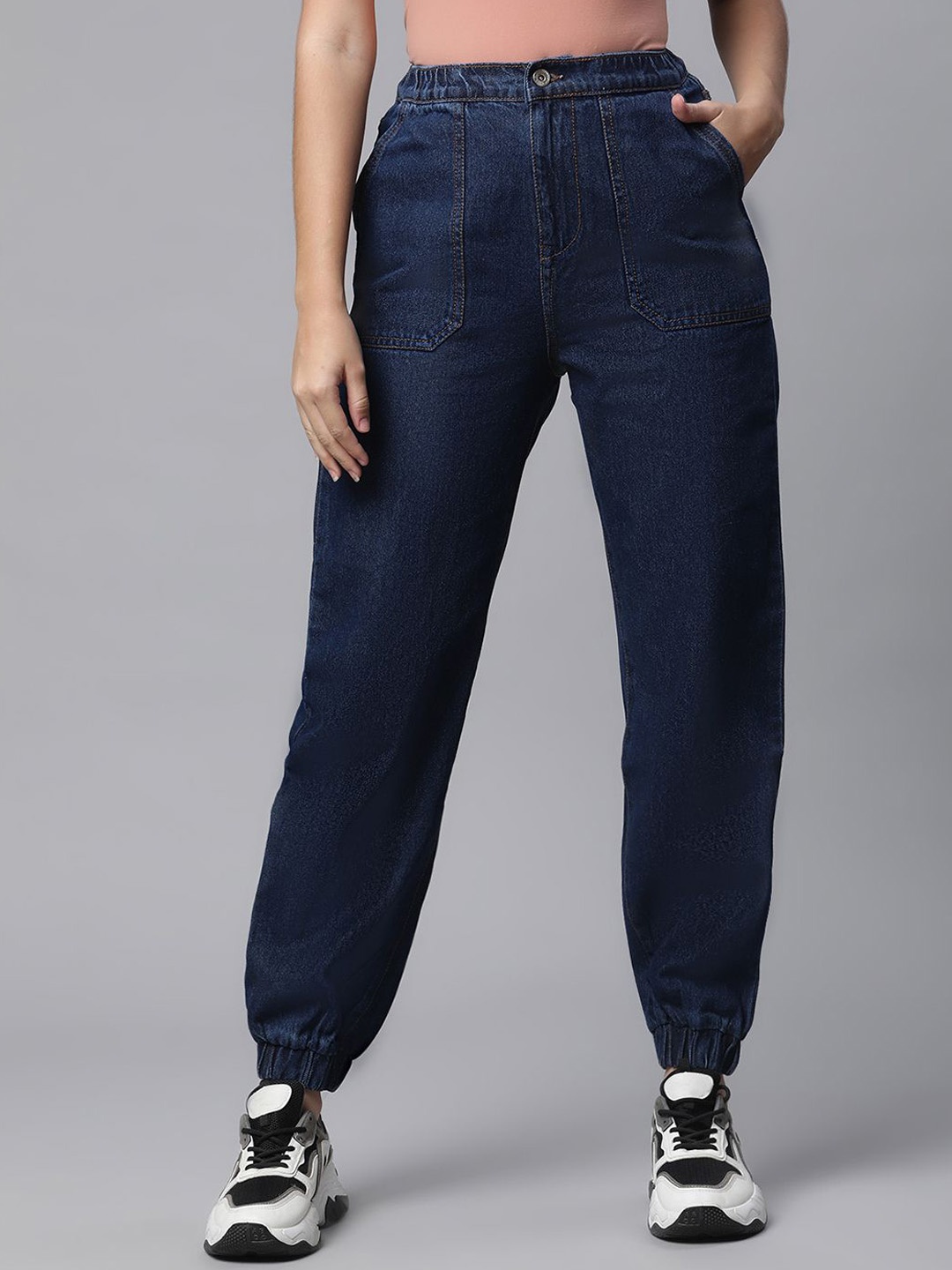 

Global Republic Women Relaxed Straight Leg Wrinkle Free Joggers Trousers, Blue