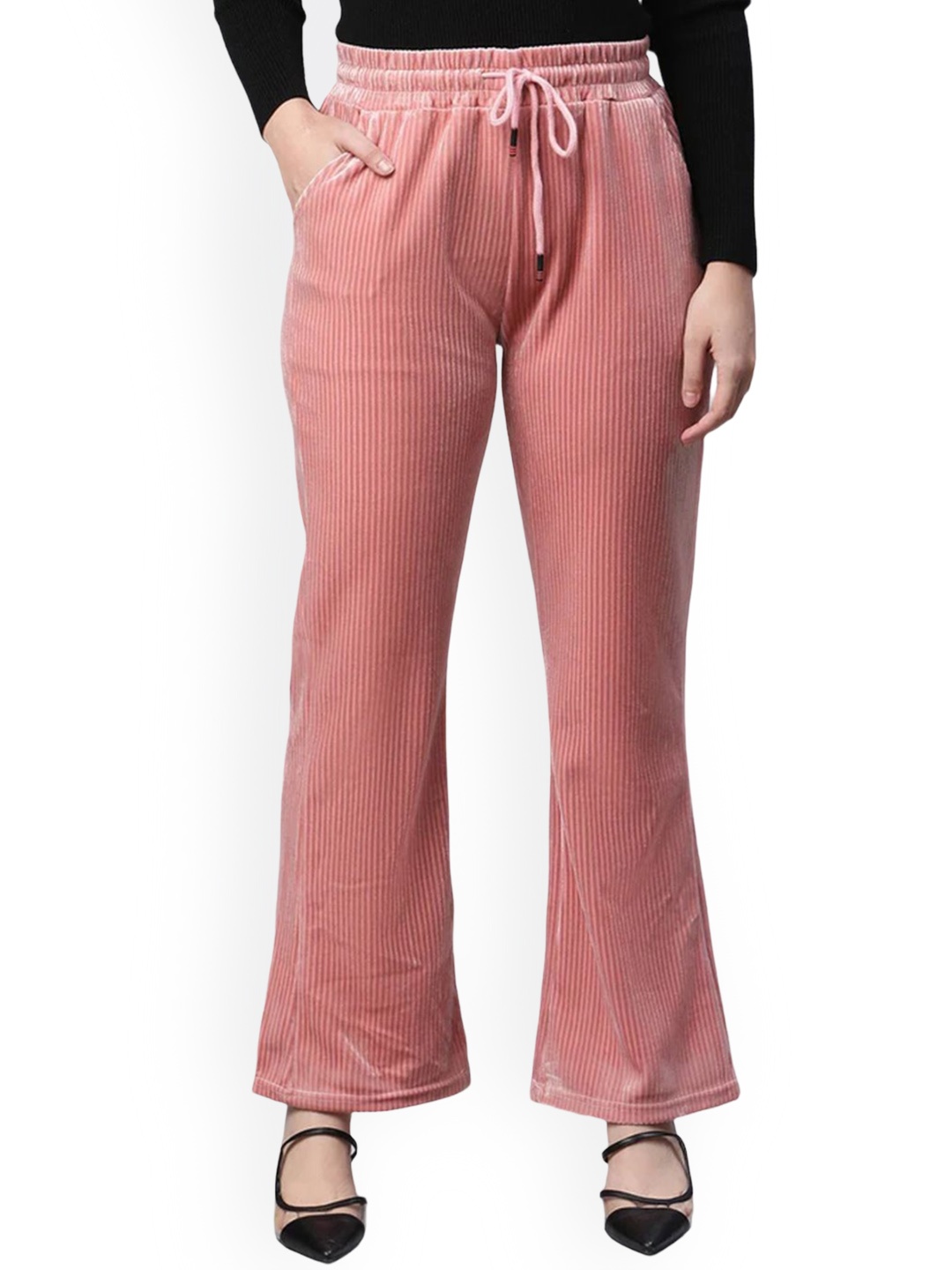 

Global Republic Women Relaxed Straight Leg Wrinkle Free Trousers, Pink