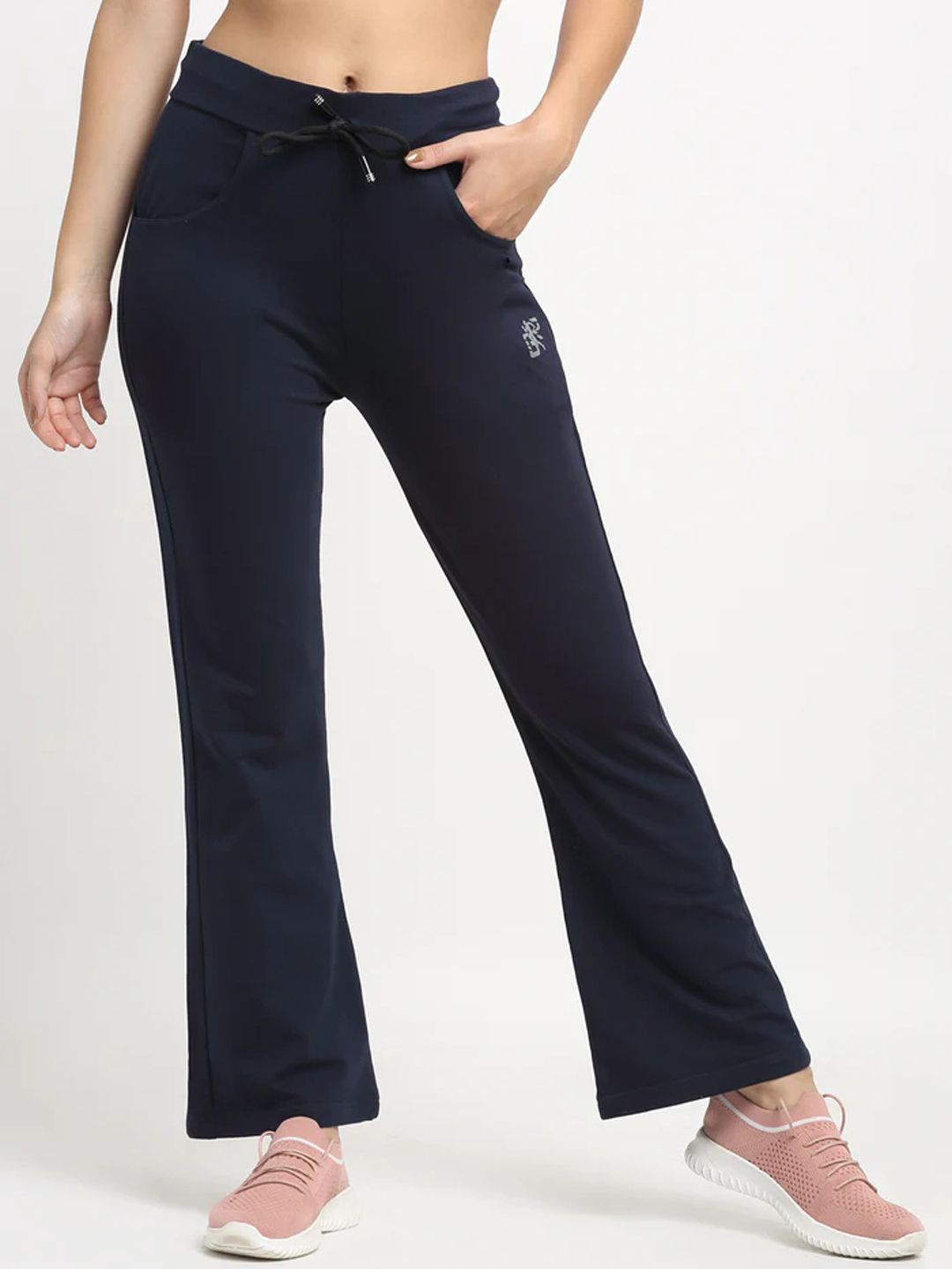 

Global Republic Women Relaxed Straight Leg Wrinkle Free Mid Rise Trousers, Navy blue