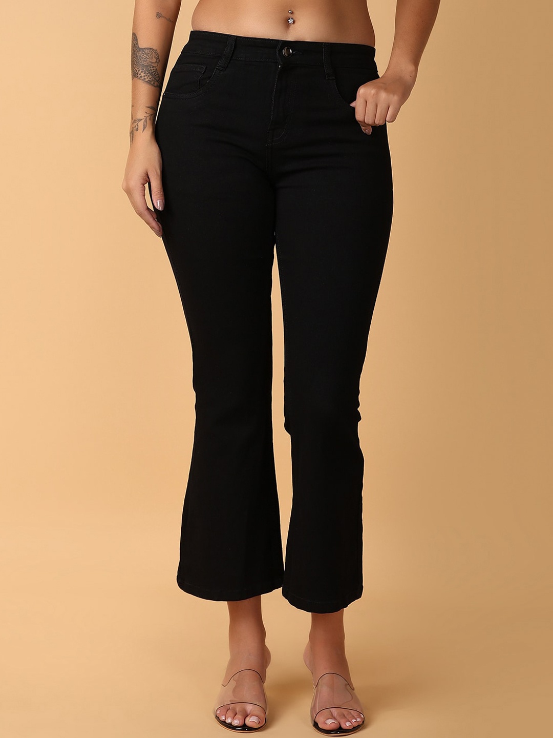 

V-Mart Women Mid-Rise Bootcut Jeans, Black
