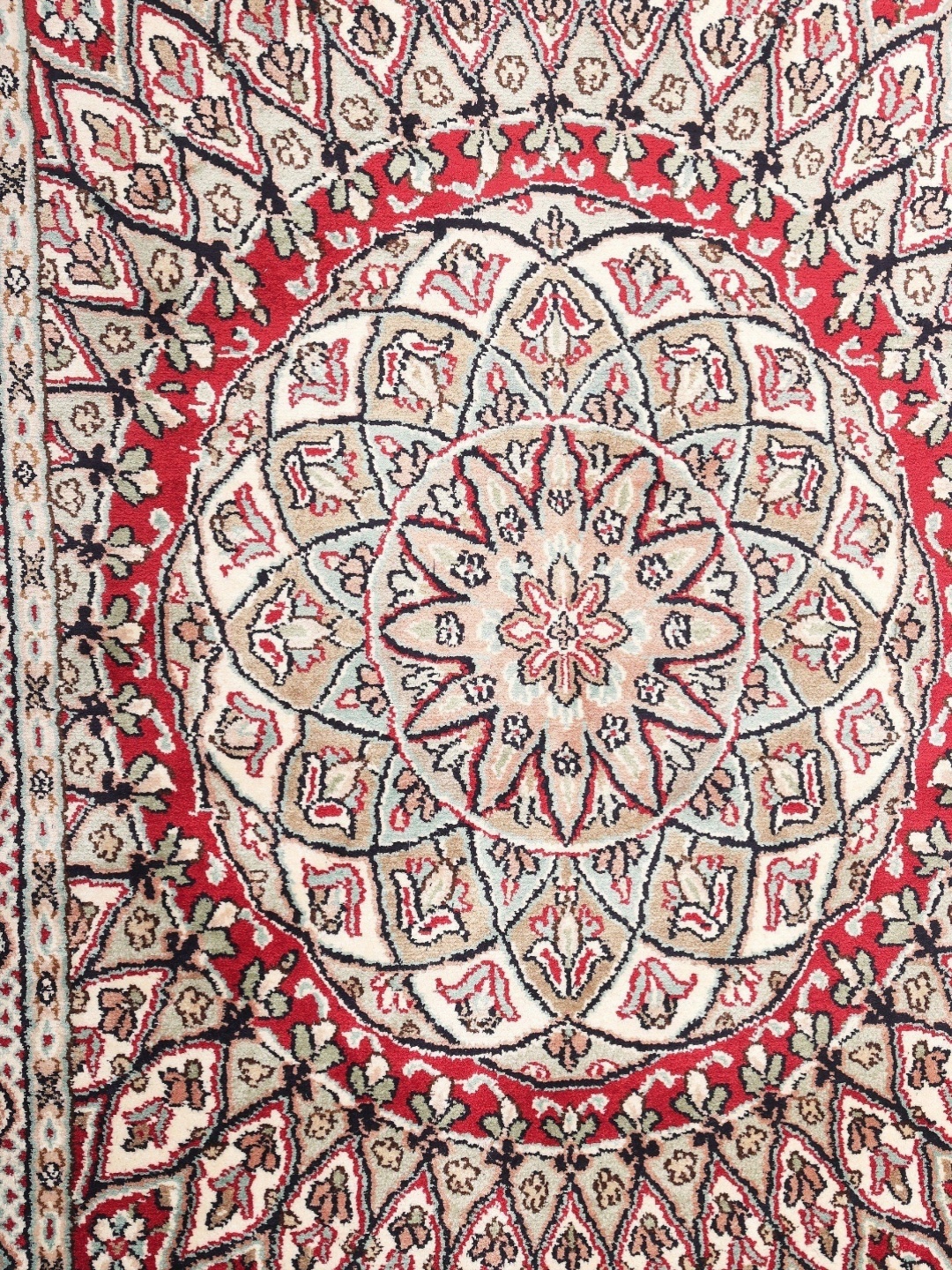 

Exotic India 50" x 28" Mars Red Pure Silk on Silk Superfine Kashmiri Carpet
