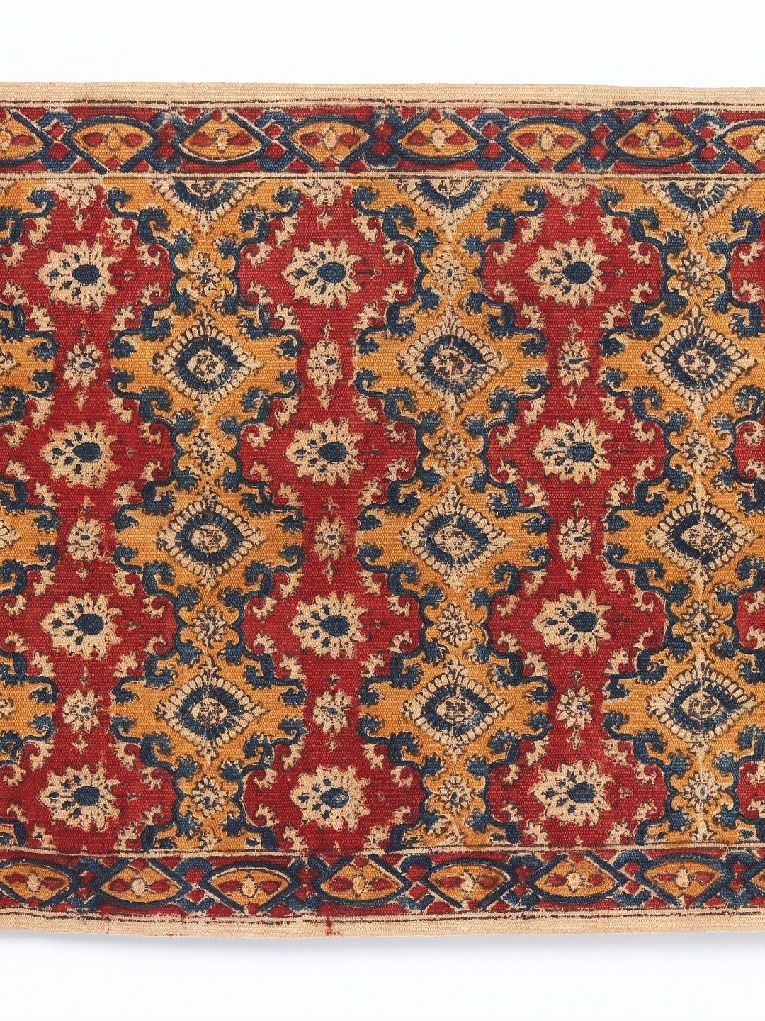 

Exotic India Kalamkari Daboo Printed Jute Yoga Carpet, Red