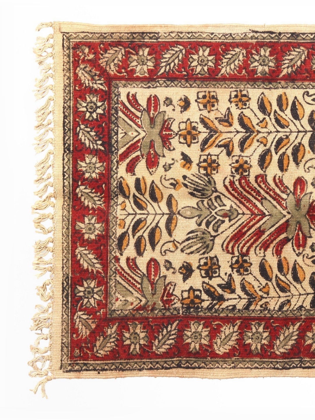 

Exotic India Sand Kalamkari Printed Jute Yoga Carpet, Red