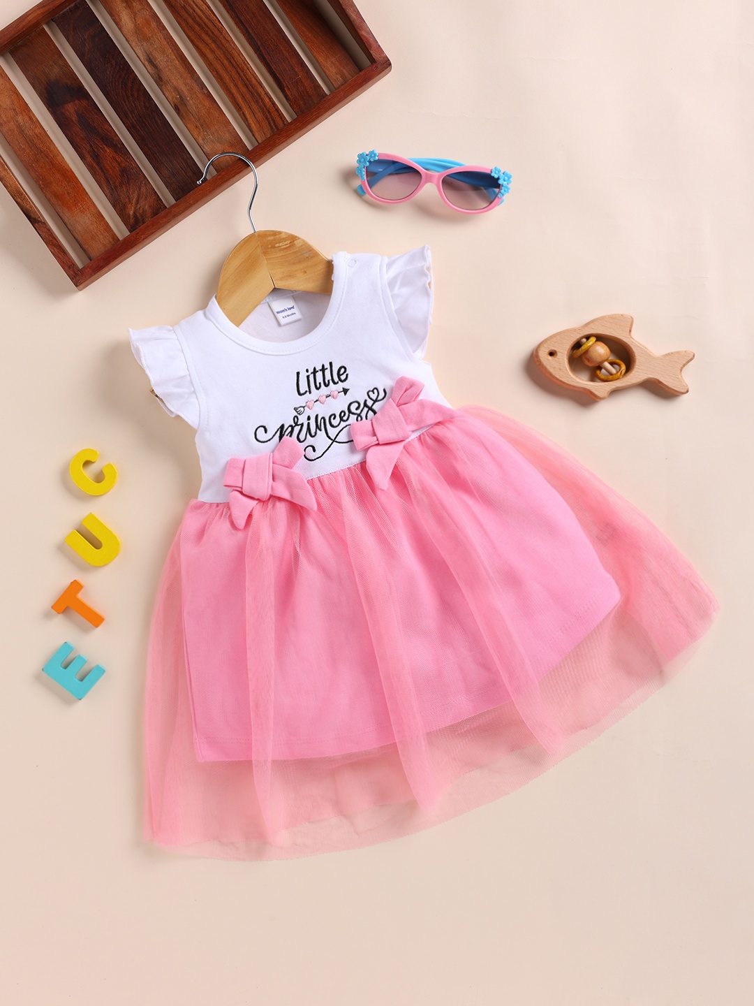 

Moms Love Infant Girls Pure Cotton Embroidered Fit & Flare Dress, Pink