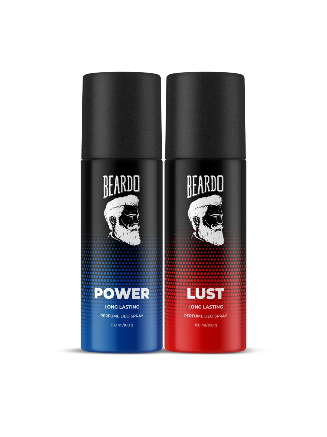 

BEARDO Men Set of 2 Long Lasting Perfume Deo Spray 150ml/100g each - Power & Lust, Blue