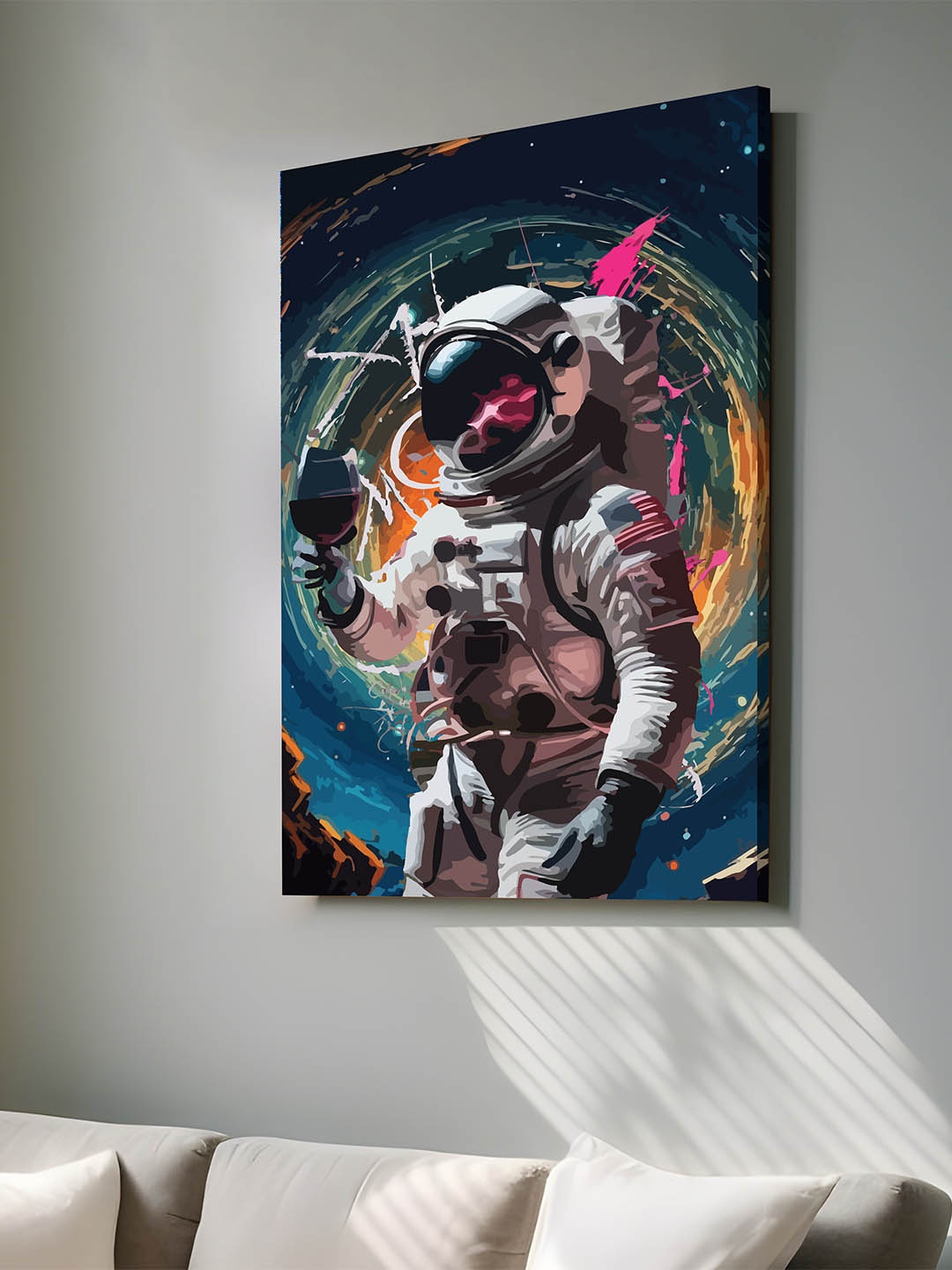 

Art Street Black & Blue Canvas Space Astronaut Wine Glass Graffiti Wall Art
