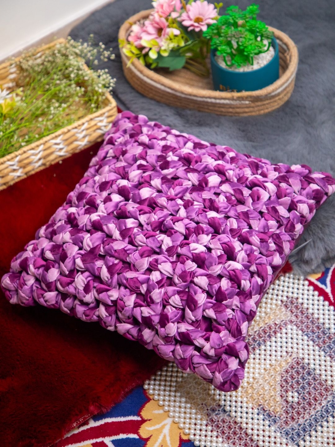 

STUDIOHMK Multicoloured Ethnic Motifs Square Cushion Covers, Multi