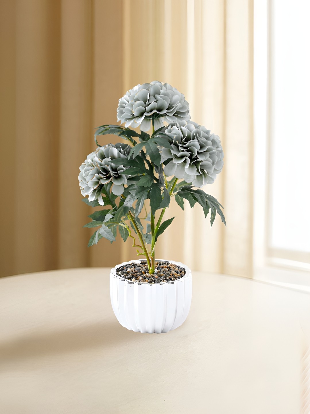 

Ekhasa Grey 1 Pieces Dahlia Artificial Flower With Pot