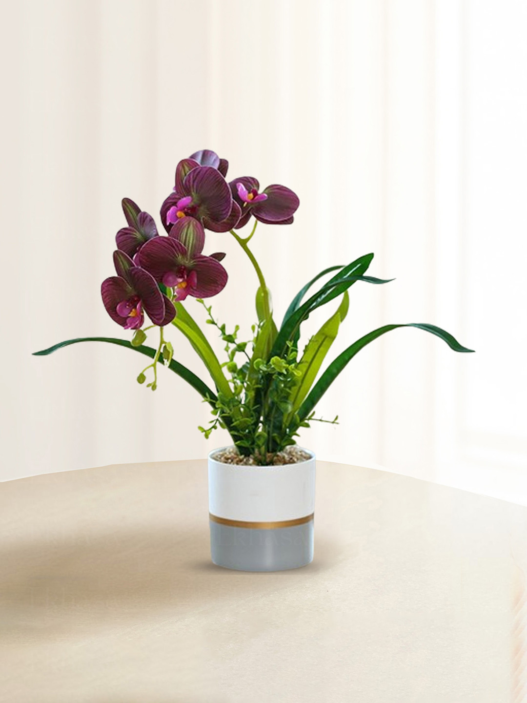 

Ekhasa Purple 1 Pieces Orchid Artificial Flower With Pot