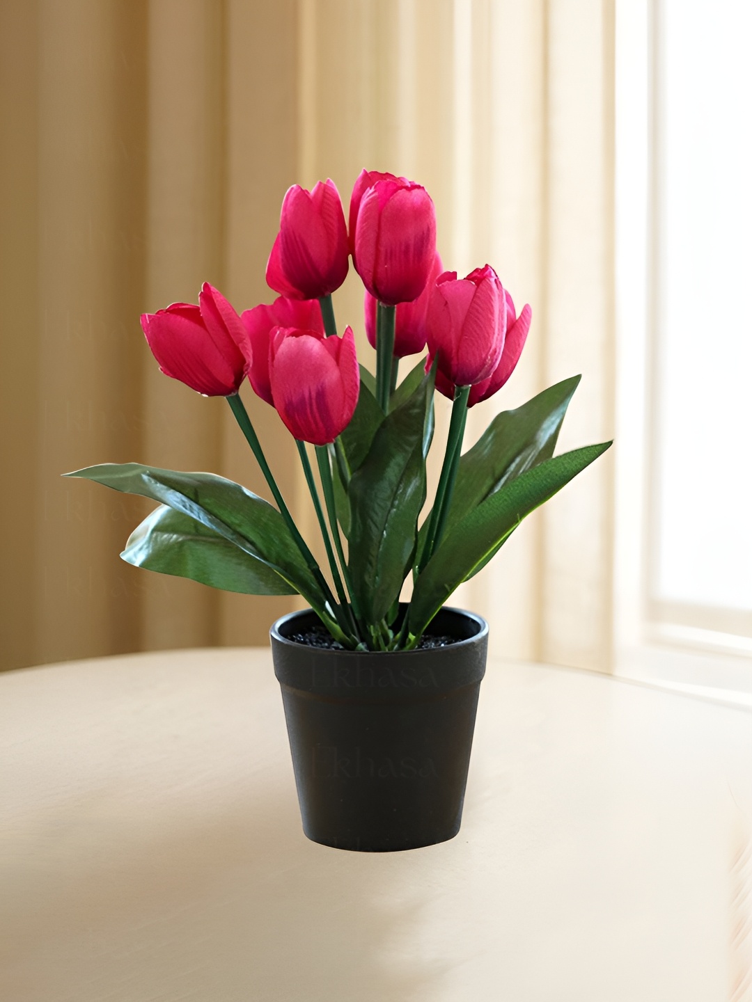 

Ekhasa Pink 1 Pieces Tulip Artificial Flower With Pot