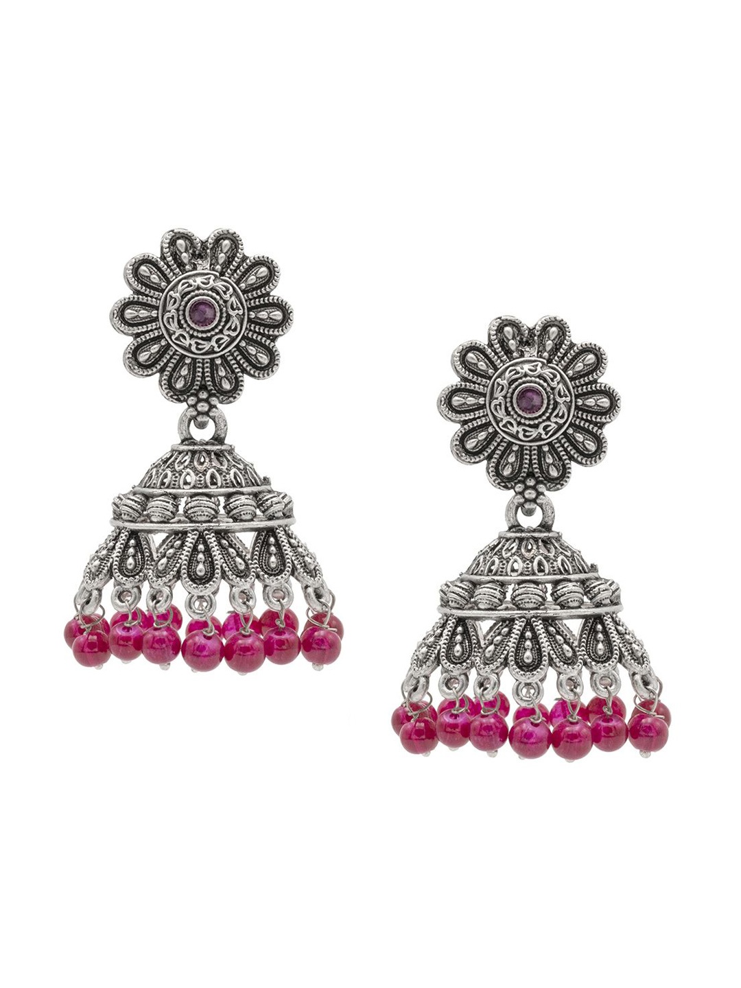 

Shining Jewel - By Shivansh Women Contemporary Jhumkas Earrings, Maroon