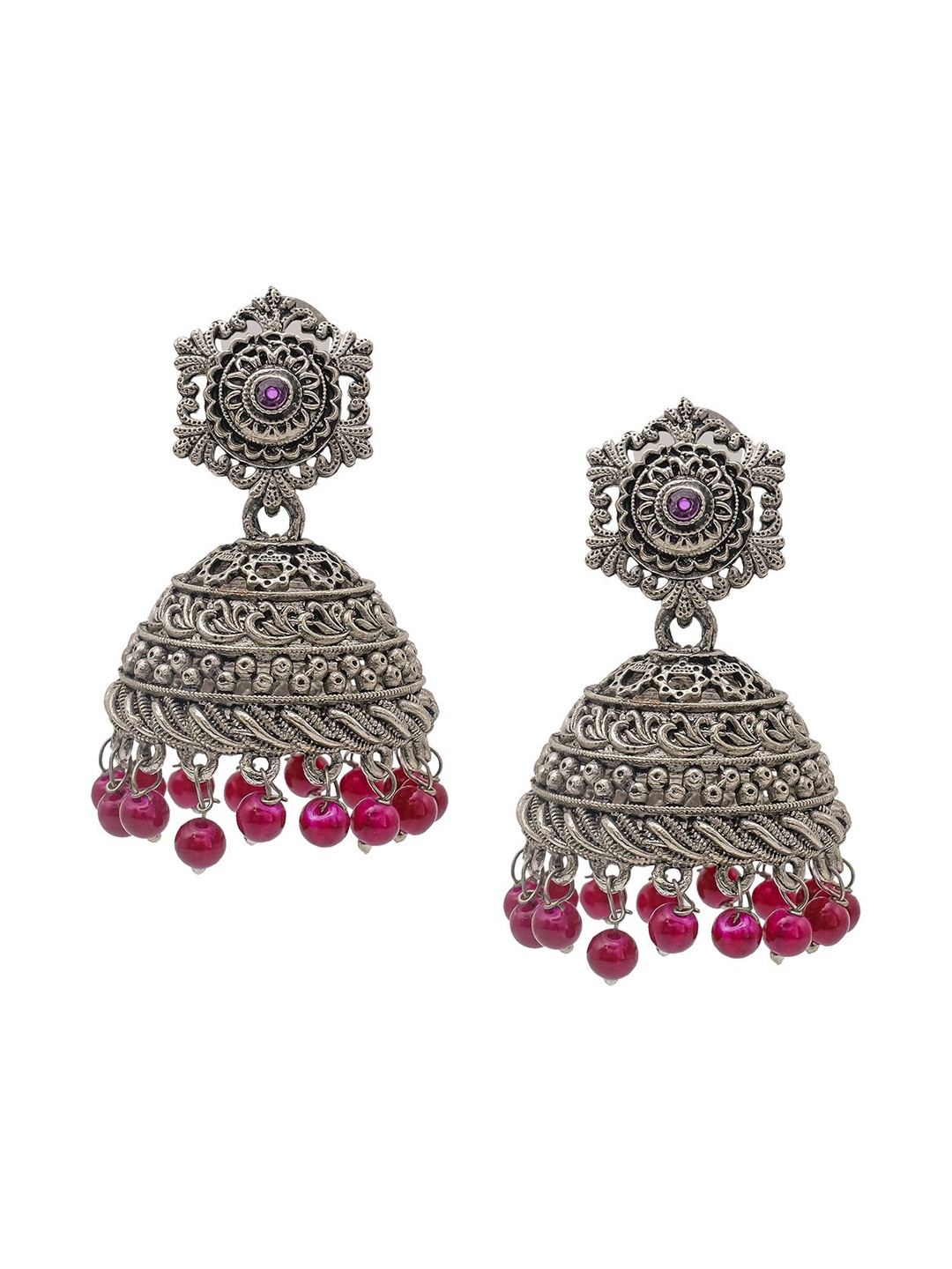 

Shining Jewel - By Shivansh Women Contemporary Jhumkas Earrings, Maroon