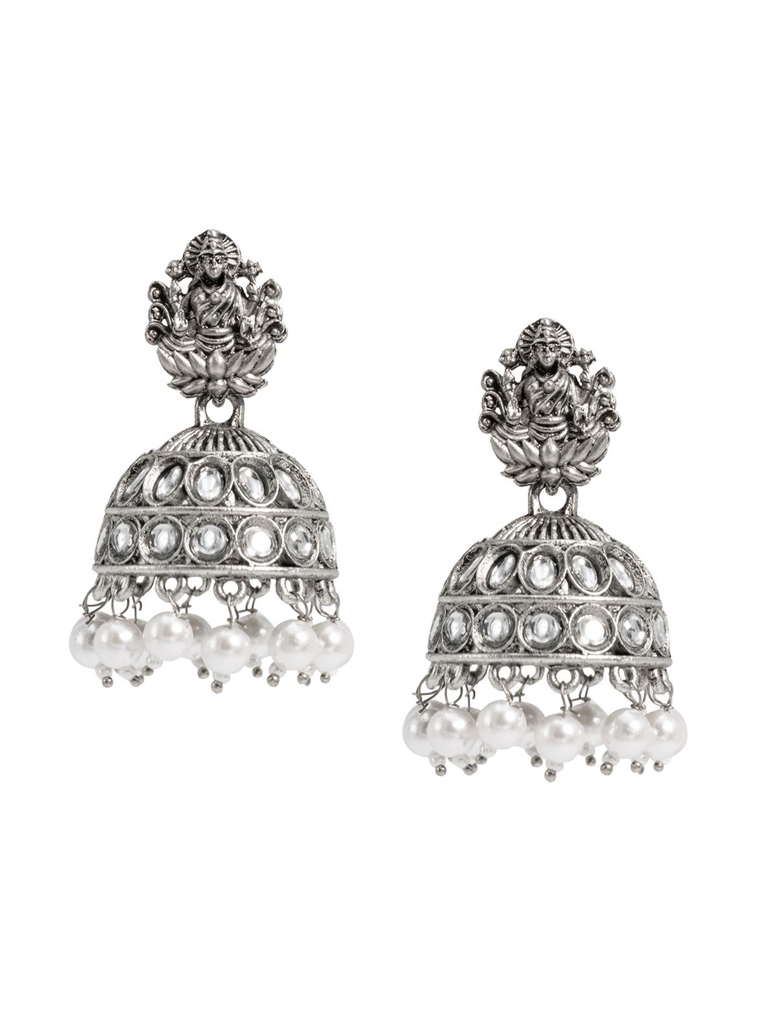 

Shining Jewel - By Shivansh Women Contemporary Jhumkas Earrings, Silver