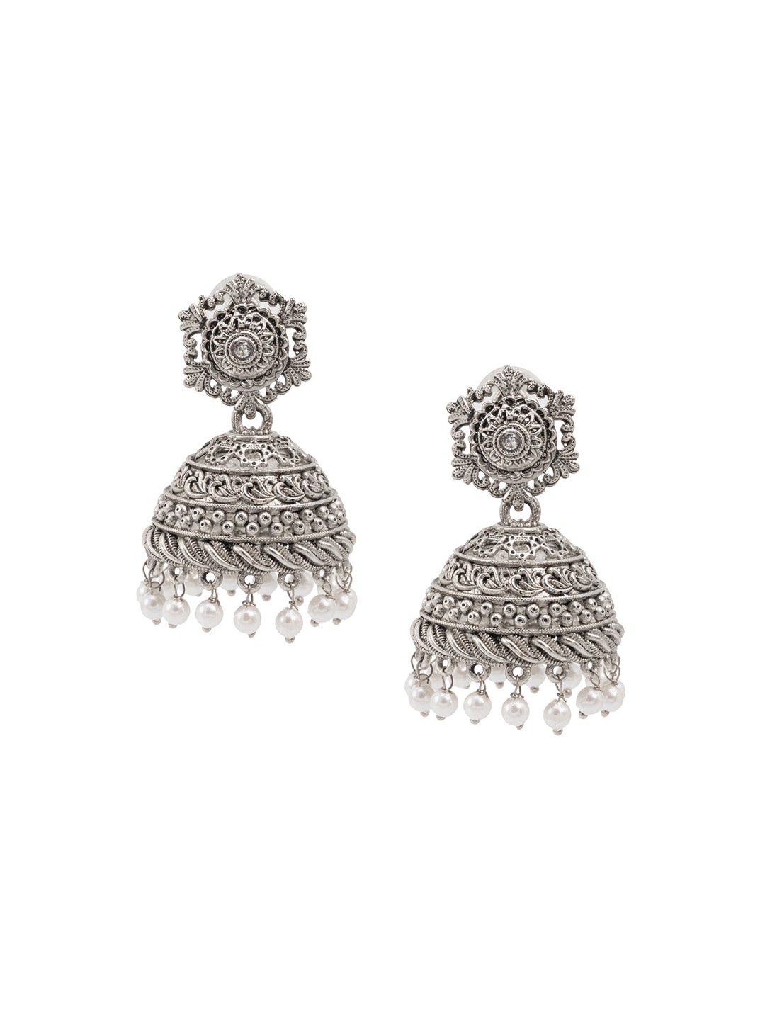 

Shining Jewel - By Shivansh Women Contemporary Jhumkas Earrings, White