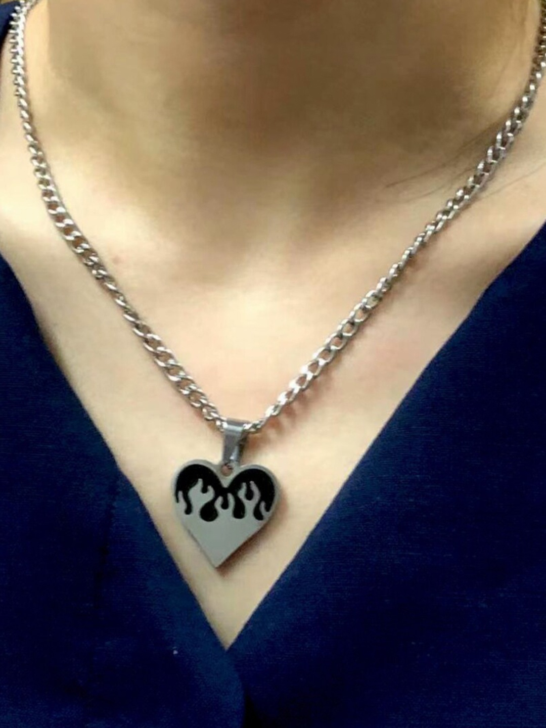

SALTY Men Stainless Steel Midnight Love Pendant Chain, Silver