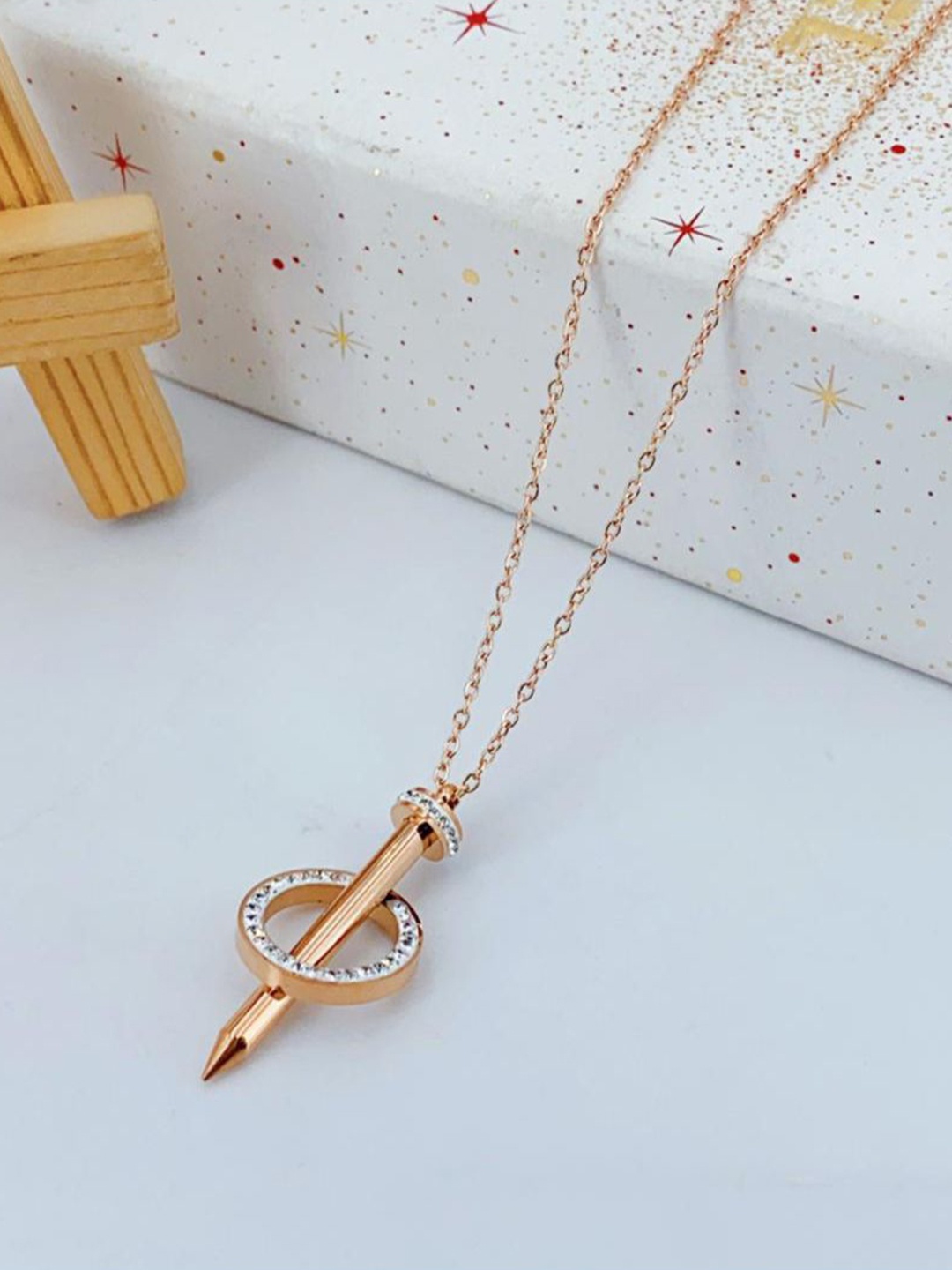 

SALTY Rose Gold-Plated Artificial Stones Necklace