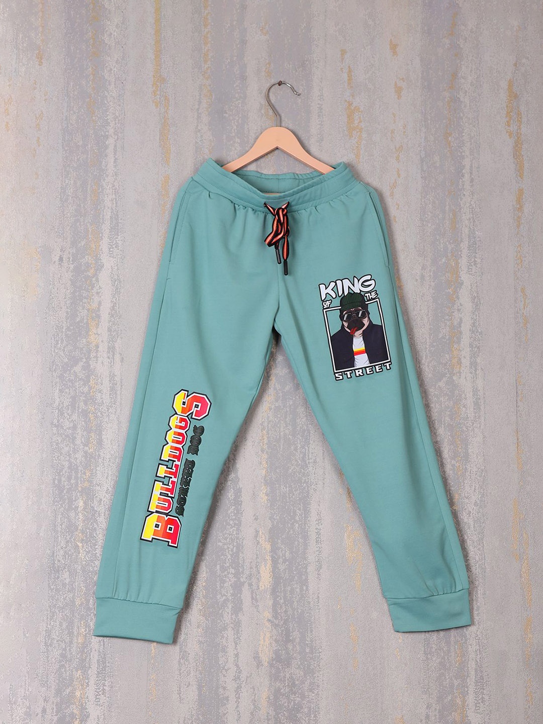 

CHUNMUN Boys Printed Mid-Rise Jogger, Green