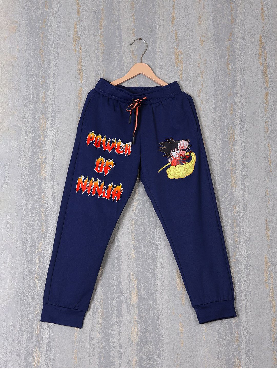 

CHUNMUN Boys Printed Mid-Rise Joggers, Navy blue