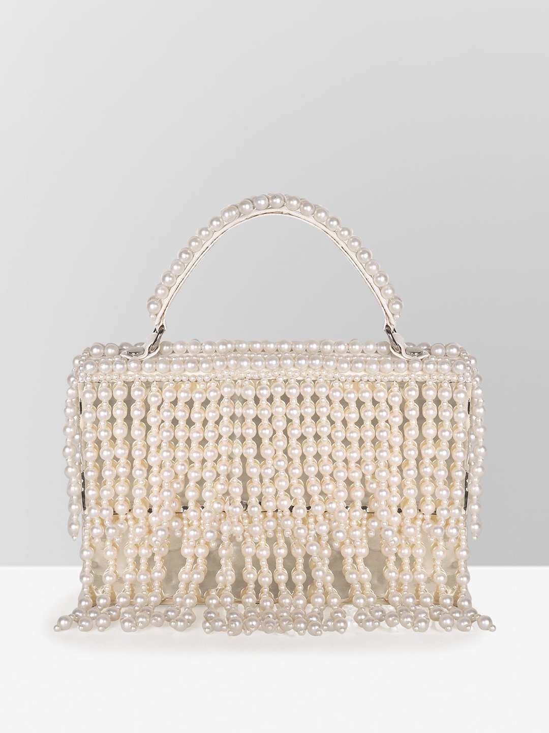 

VASKA Textured Structured Handheld Bag, White
