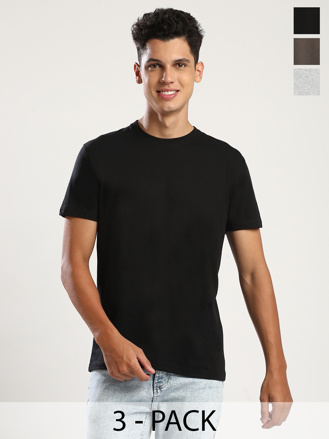 

THE DAILY OUTFITS Men 3 Pure Cotton Bio Finish Pockets T-shirt, Black