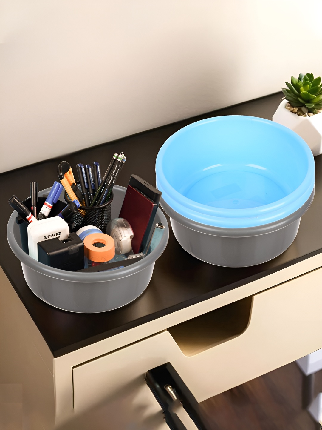 

Kuber Industries Set of 4 Regular Desk Organiser, Grey