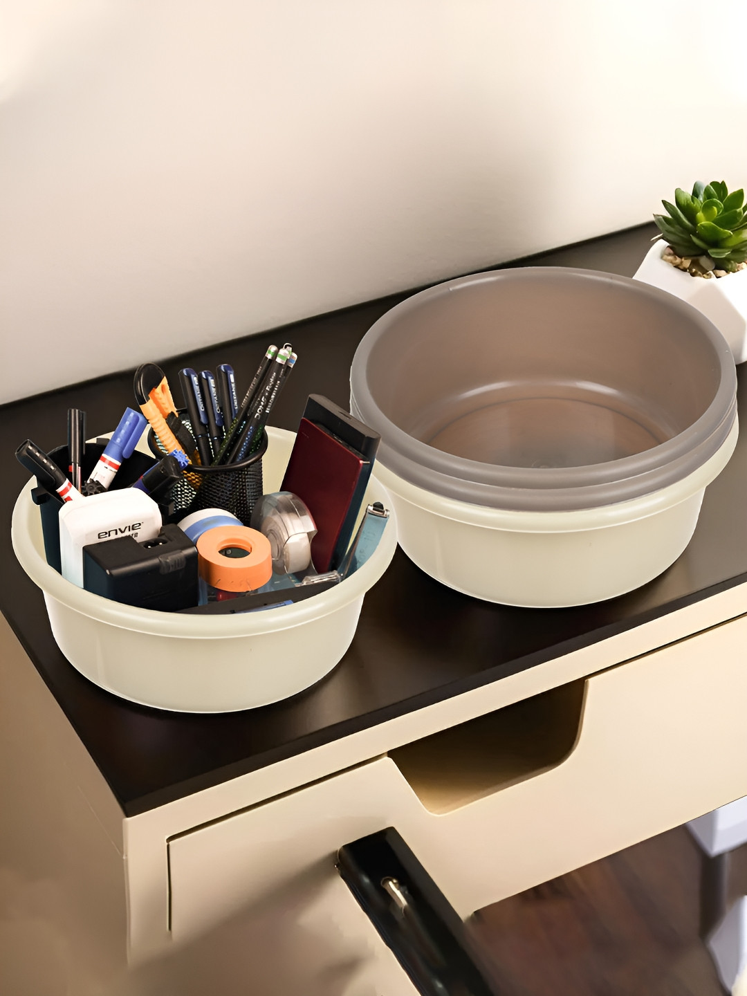 

Kuber Industries Cream-Coloured Set of 4 Regular Desk Organiser Organisers