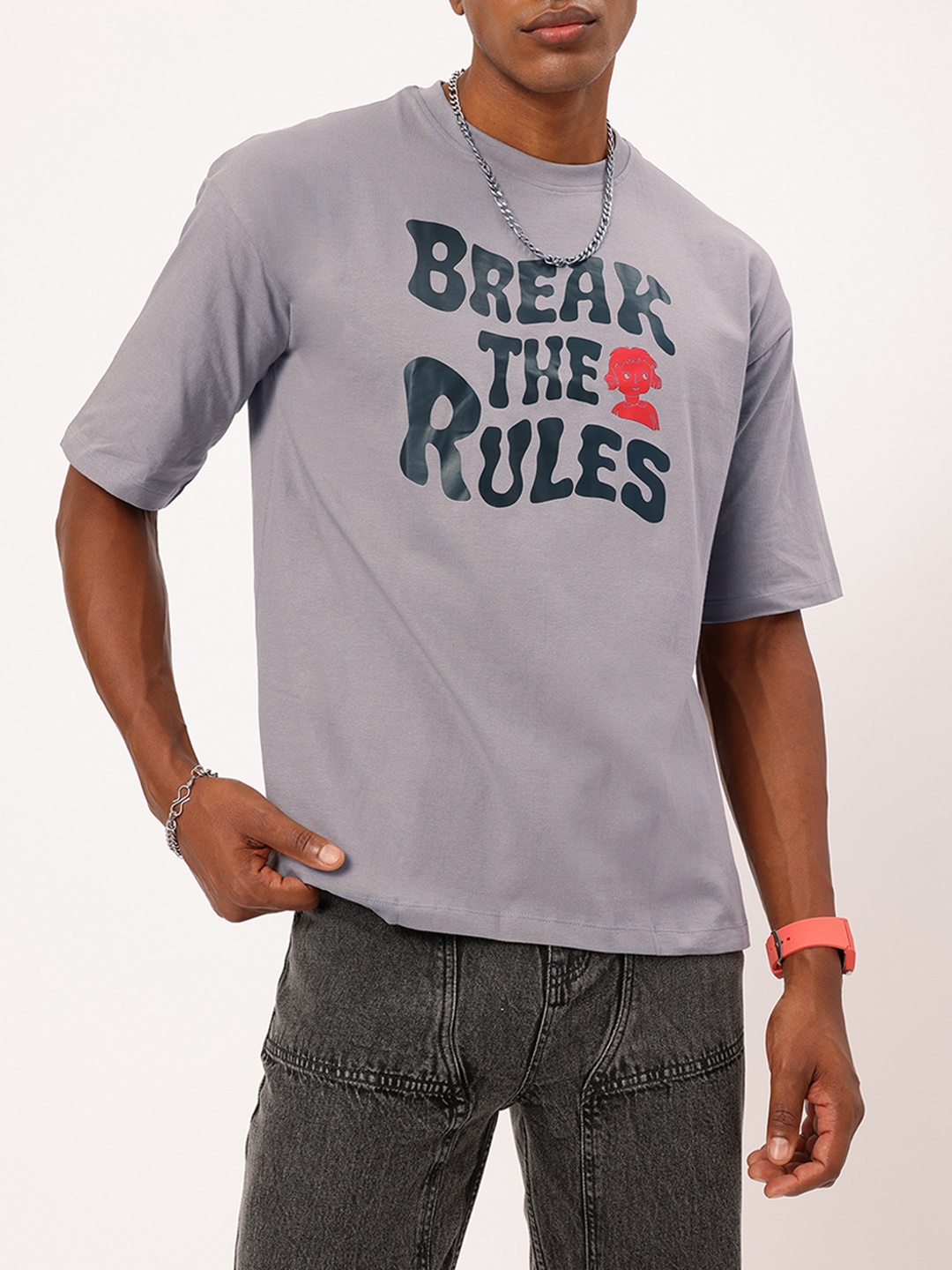 

Kook N Keech Change The Game Printed Relaxed T-shirt, Grey