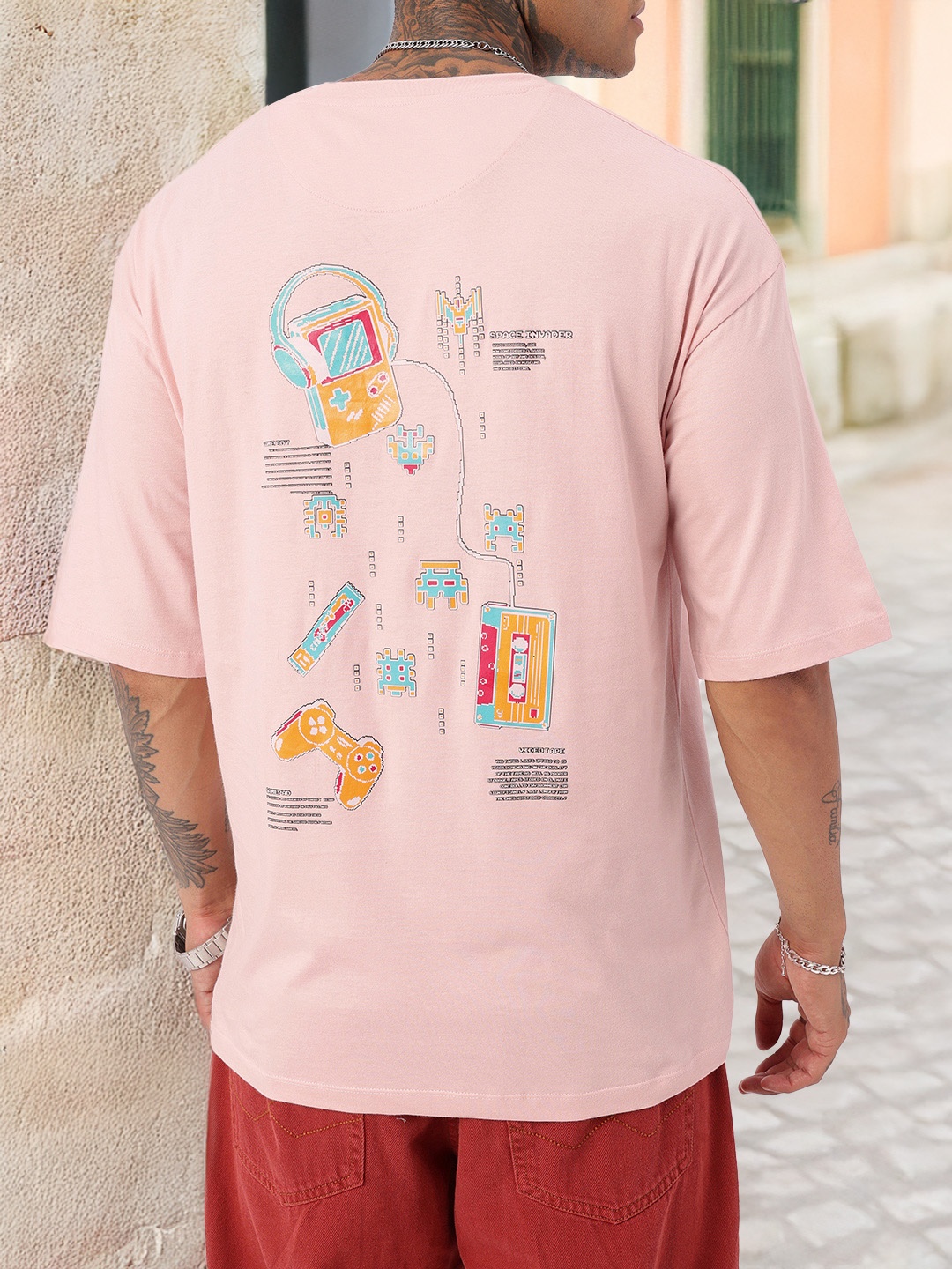 

Kook N Keech Urban Space Conqueror Printed Oversized T-shirt, Pink